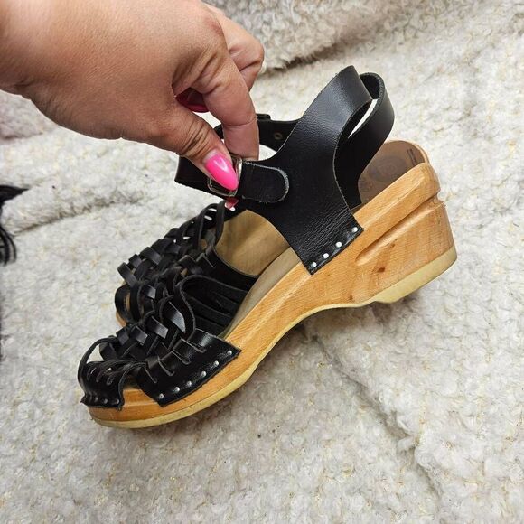 Troentorp Beacon Black Leather Clog Sandals sz 37 - Picture 4 of 7